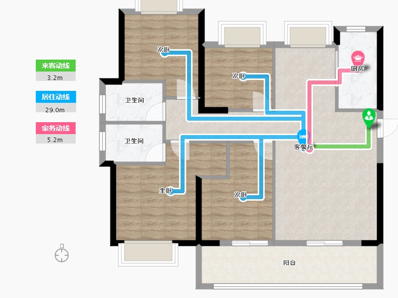 贵州省-贵阳市-花园小区-128.00-户型库-动静线