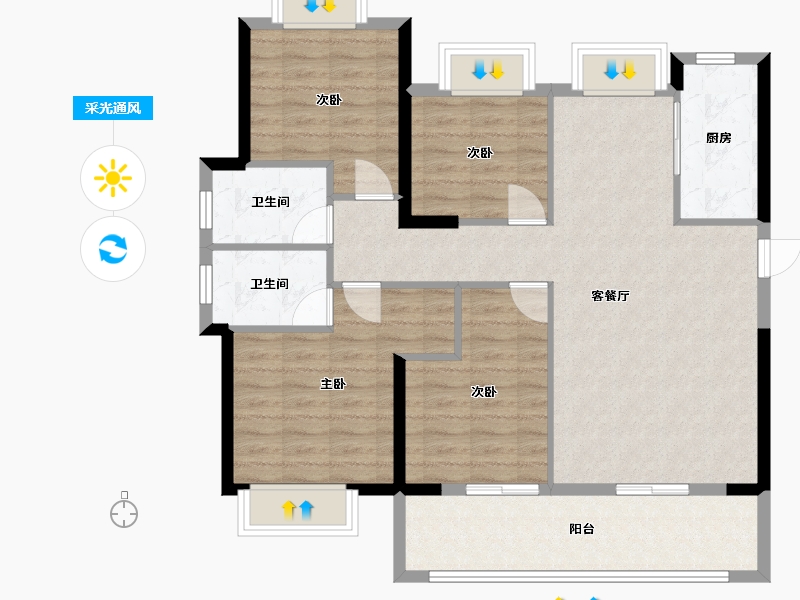 贵州省-贵阳市-花园小区-128.00-户型库-采光通风