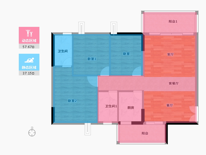 广东省-惠州市-瑞和家园-85.92-户型库-动静分区