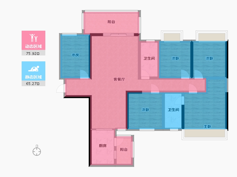 湖南省-长沙市-曲涧鸣泉-110.00-户型库-动静分区