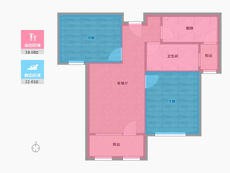 天津-天津市-龙瀚南园-61.52-户型库-动静分区