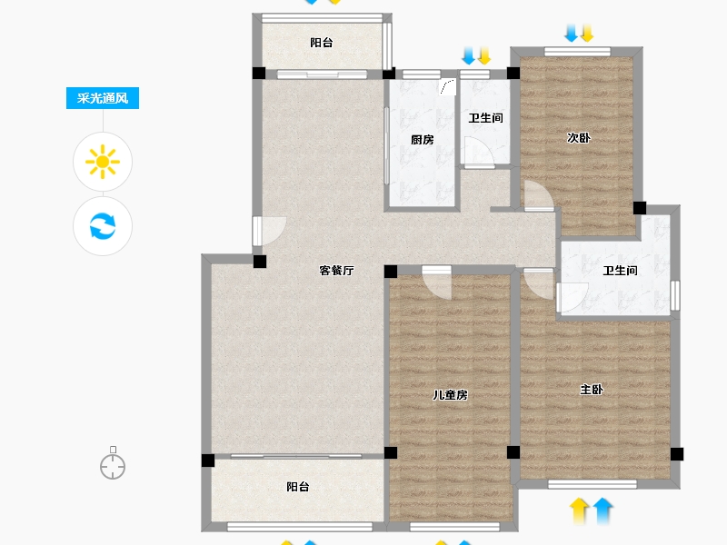 广西壮族自治区-崇左市-书香华府-105.00-户型库-采光通风