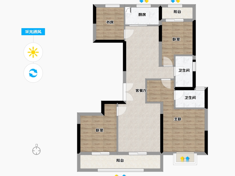 河南省-郑州市-广汇湾 -104.00-户型库-采光通风