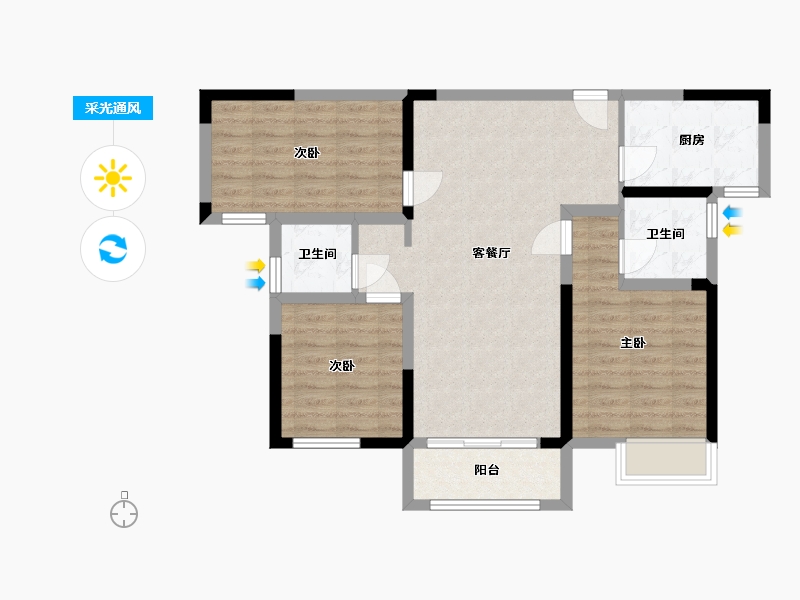 湖北省-武汉市-正商金域世家-89.00-户型库-采光通风