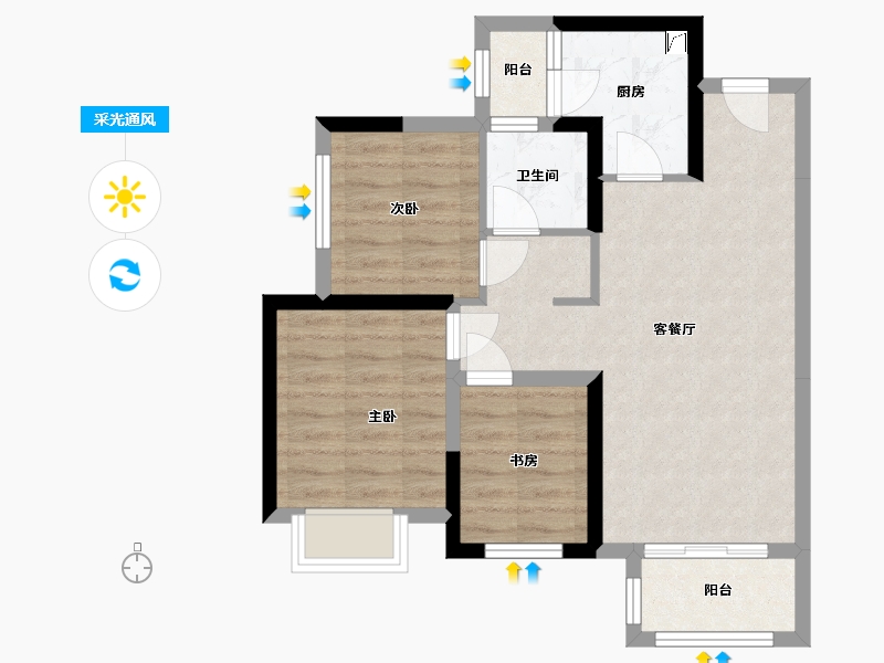 四川省-自贡市-新力帝泊湾-69.00-户型库-采光通风