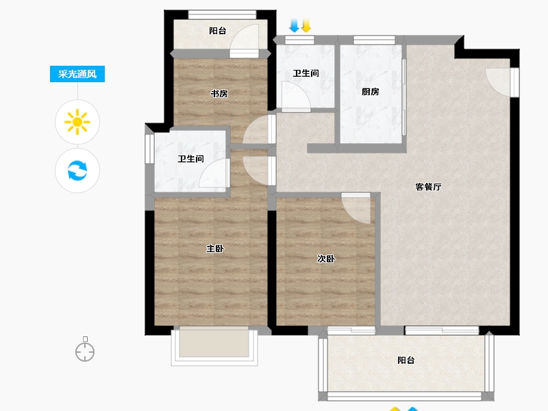 福建省-漳州市-联发君领壹号-81.51-户型库-采光通风