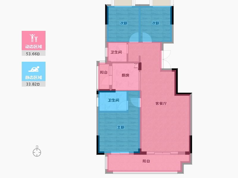 重庆-重庆市-海蓝和光-85.00-户型库-动静分区