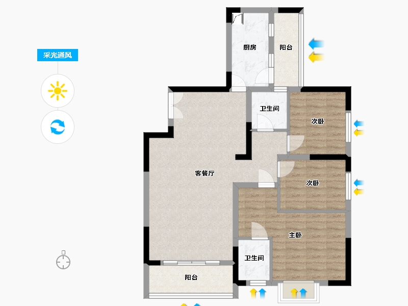 贵州省-贵阳市-解五小区-91.00-户型库-采光通风