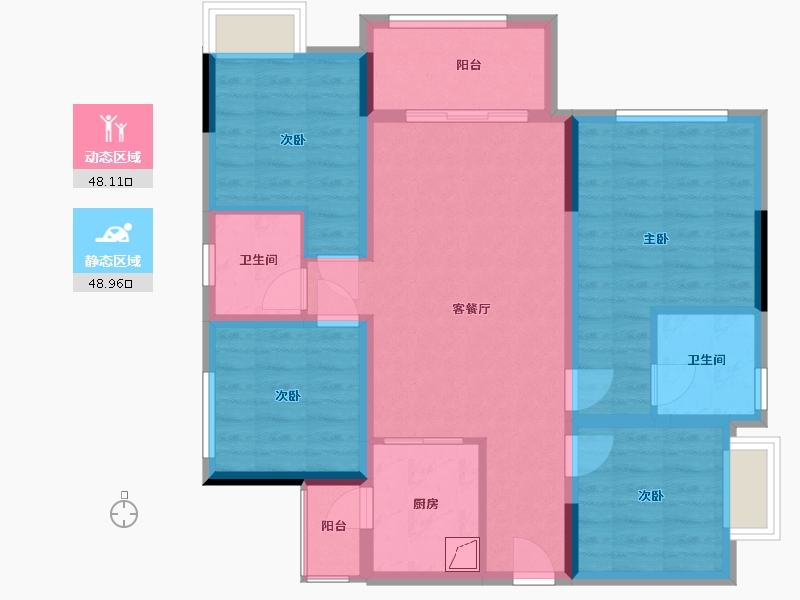 四川省-南充市-天誉珑城-87.48-户型库-动静分区