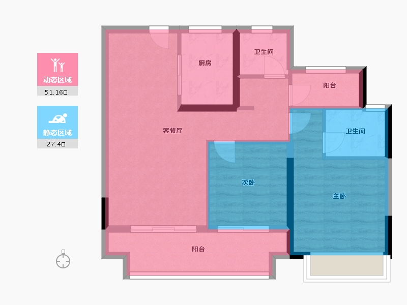 江苏省-常州市-大唐中南上悦城-70.00-户型库-动静分区