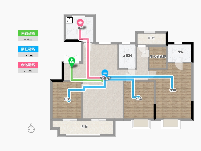 浙江省-宁波市-鹿湖花苑-126.00-户型库-动静线