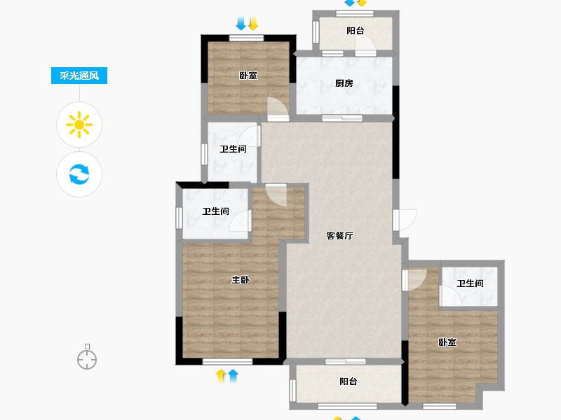 安徽省-淮北市-淮北市绿金花园-102.00-户型库-采光通风