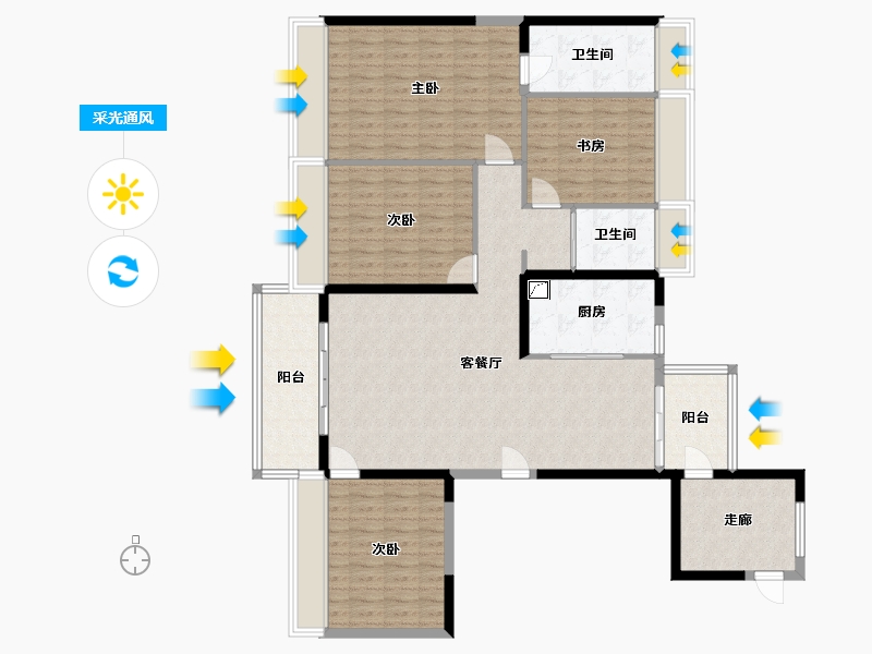 浙江省-温州市-碧桂园未来城-139.00-户型库-采光通风