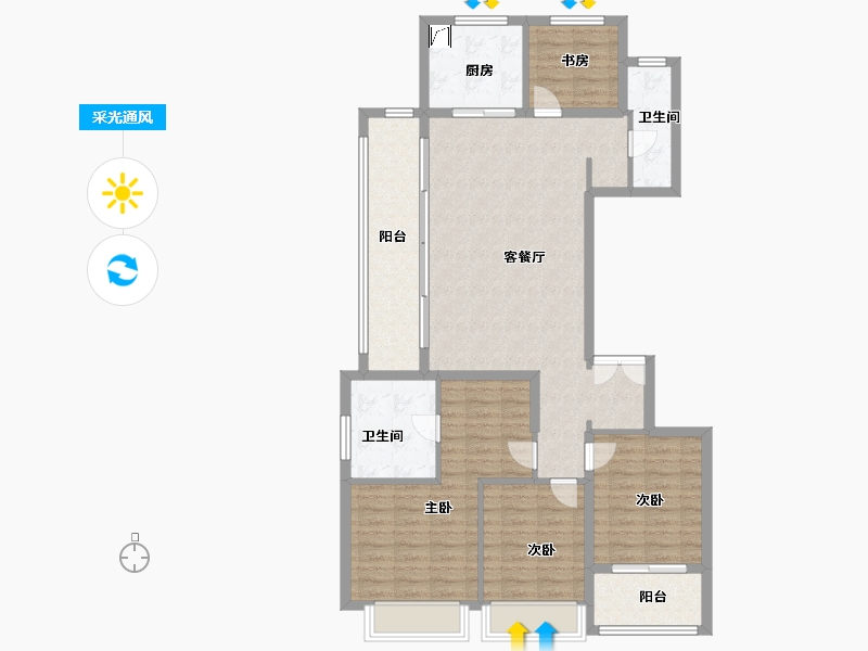 江苏省-南京市-花语熙岸-109.20-户型库-采光通风