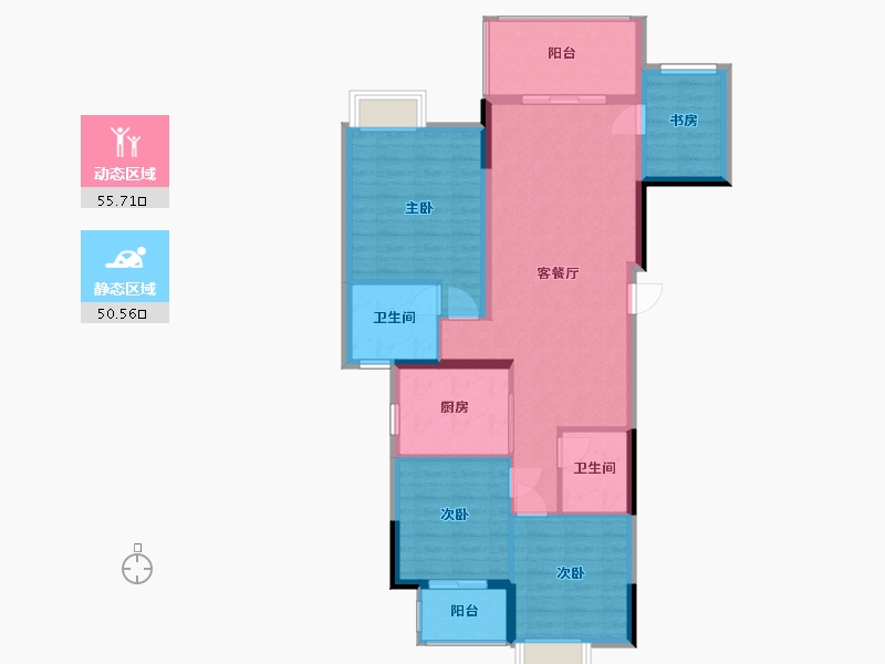 四川省-泸州市-南岸花城春天里-110.00-户型库-动静分区