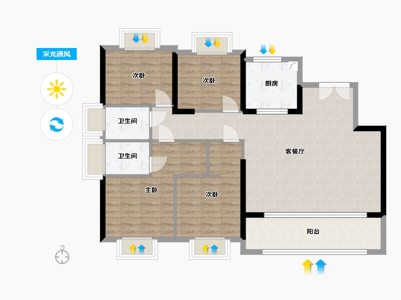 福建省-福州市-榕发翰林壹号-111.37-户型库-采光通风