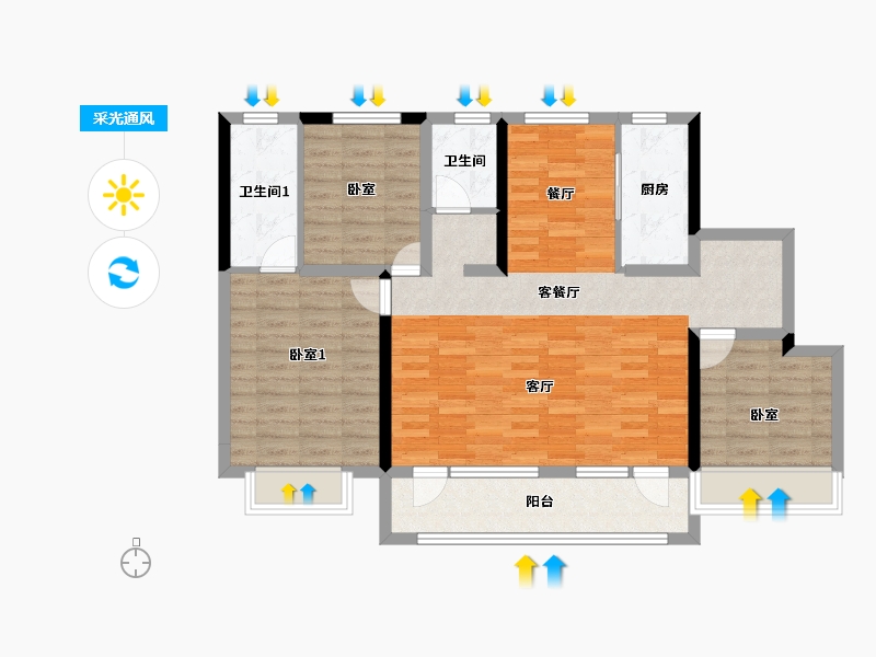 吉林省-吉林市-泽信·江山府-95.26-户型库-采光通风