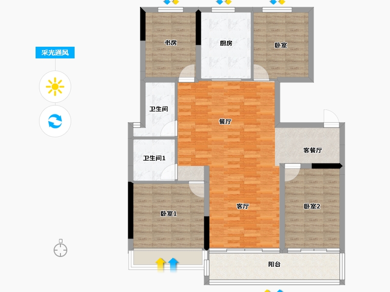 吉林省-吉林市-中海·央墅|伴山郡-111.41-户型库-采光通风