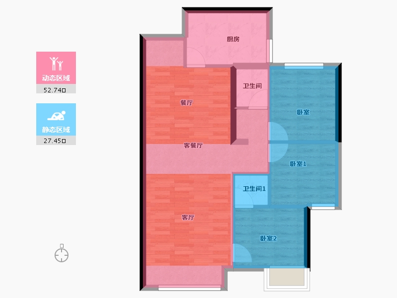 吉林省-吉林市-学府里-72.28-户型库-动静分区