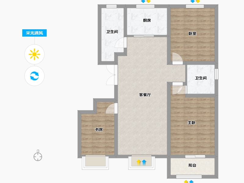 河北省-邯郸市-泰和阳光-103.65-户型库-采光通风