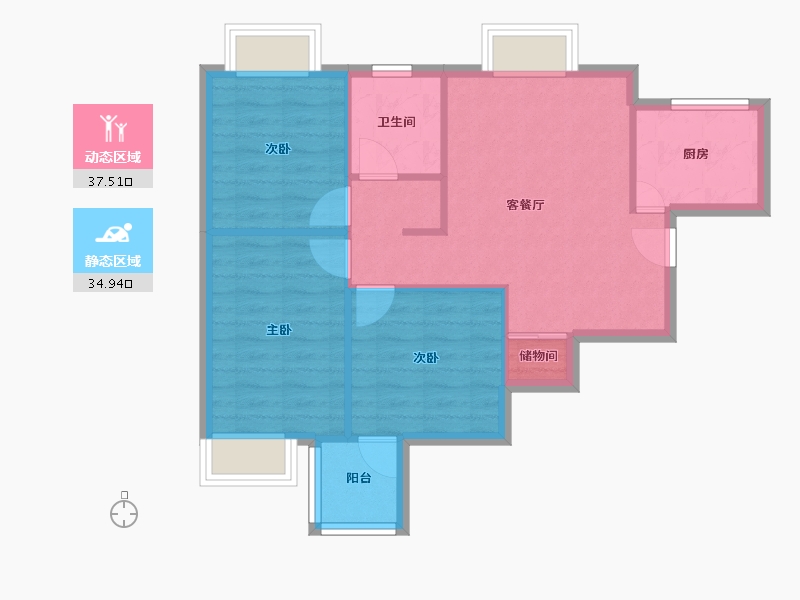 上海-上海市-金禾新苑-80.00-户型库-动静分区