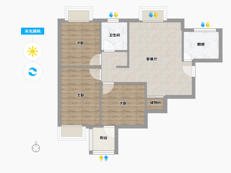 上海-上海市-金禾新苑-80.00-户型库-采光通风