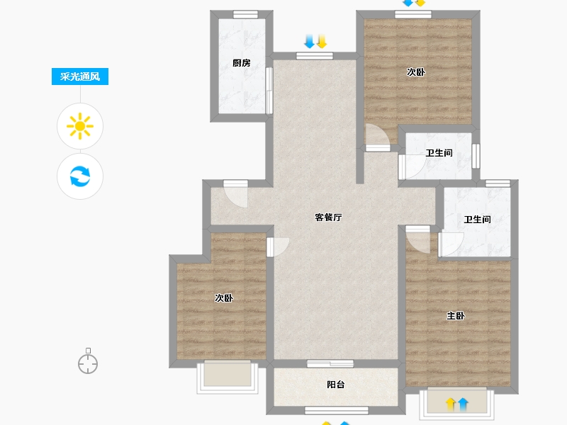 河北省-邢台市-中豪熙湖-105.00-户型库-采光通风