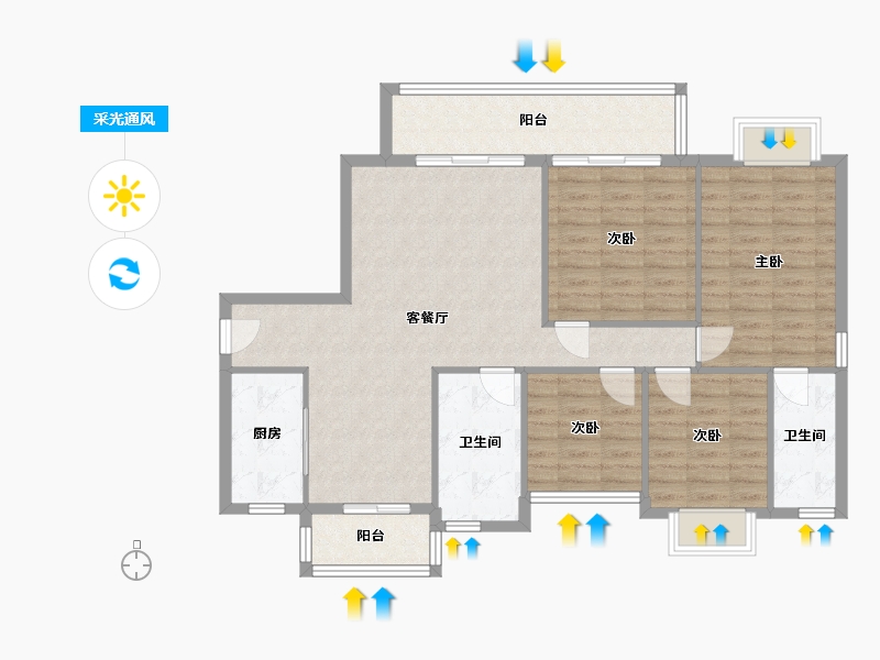 广西壮族自治区-南宁市-大唐盛世-103.00-户型库-采光通风