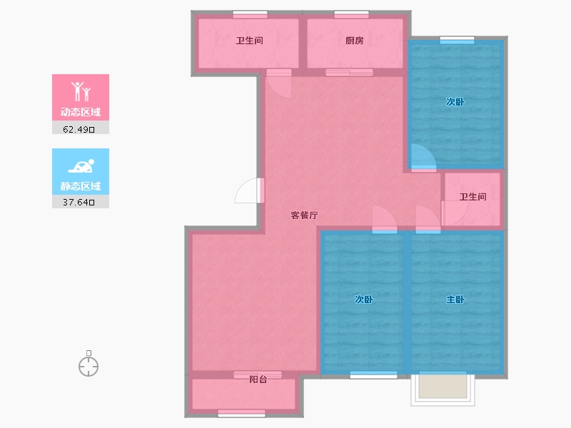 河北省-唐山市-迁安市万生花苑小区-103.00-户型库-动静分区