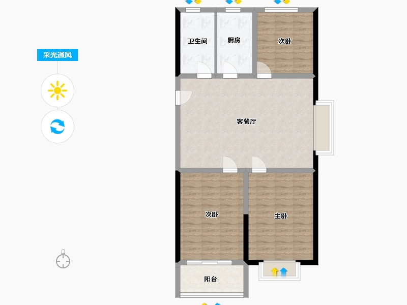 山东省-潍坊市-渭水苑2期-94.00-户型库-采光通风