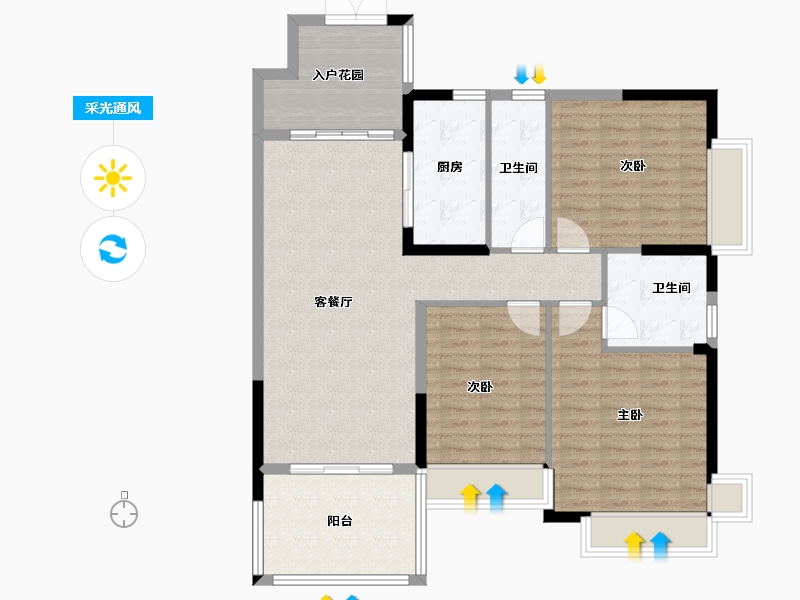 广东省-中山市-蓝天金地-108.00-户型库-采光通风