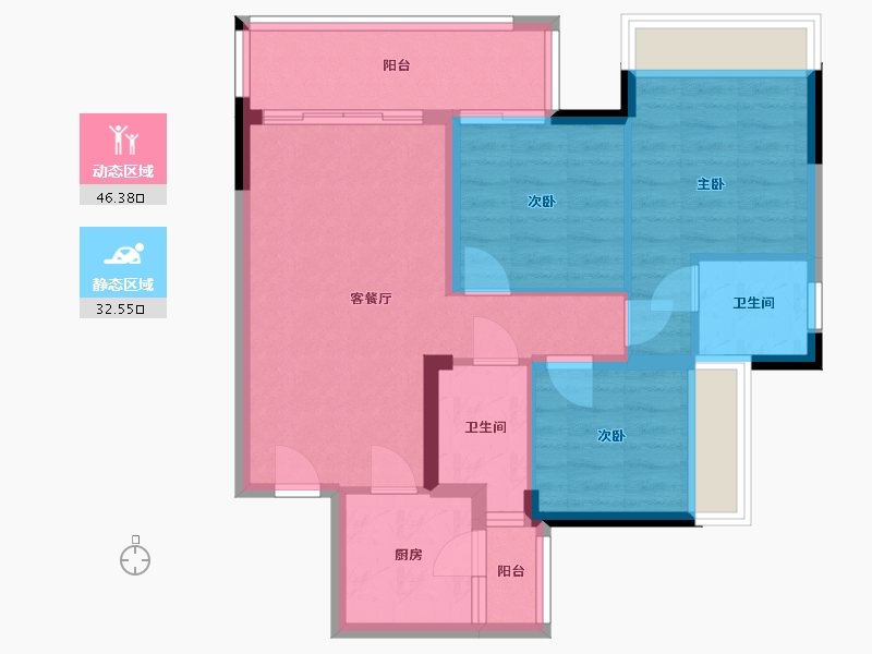 重庆-重庆市-麓台西筑-73.69-户型库-动静分区