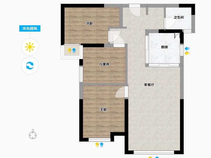 新疆维吾尔自治区-乌鲁木齐市-万科都会未来城-76.00-户型库-采光通风