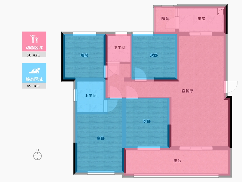 四川省-广安市-阳光翡翠学府-86.30-户型库-动静分区