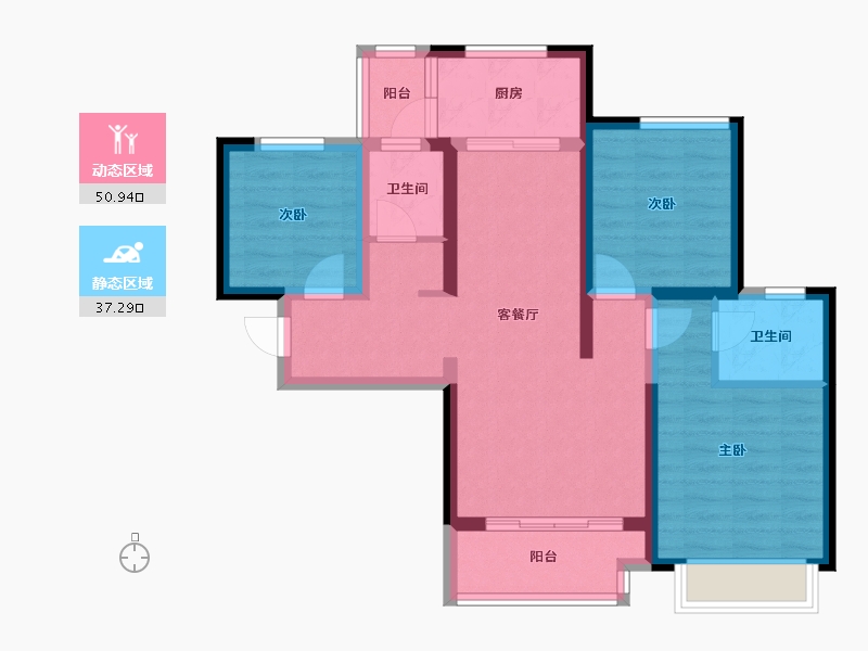 陕西省-西安市-三迪·曲江香颂枫丹-78.89-户型库-动静分区