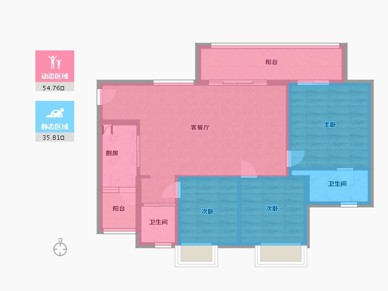 重庆-重庆市-飞洋西宸悦府-81.00-户型库-动静分区