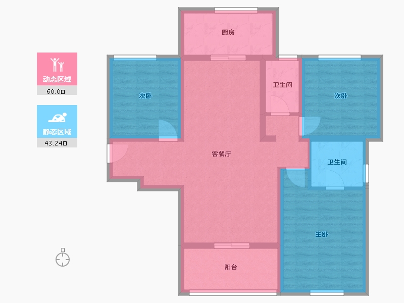 湖南省-怀化市-金为 潇湘锦城-96.00-户型库-动静分区