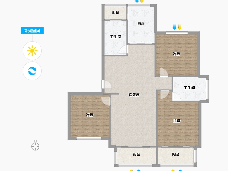 上海-上海市-荻泾花苑-104.00-户型库-采光通风