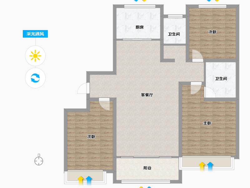 山东省-菏泽市-印象郓州-128.00-户型库-采光通风