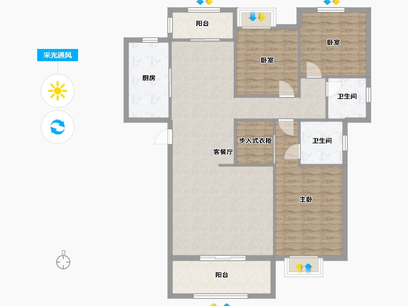 湖北省-武汉市-武地电建君樾府-126.00-户型库-采光通风