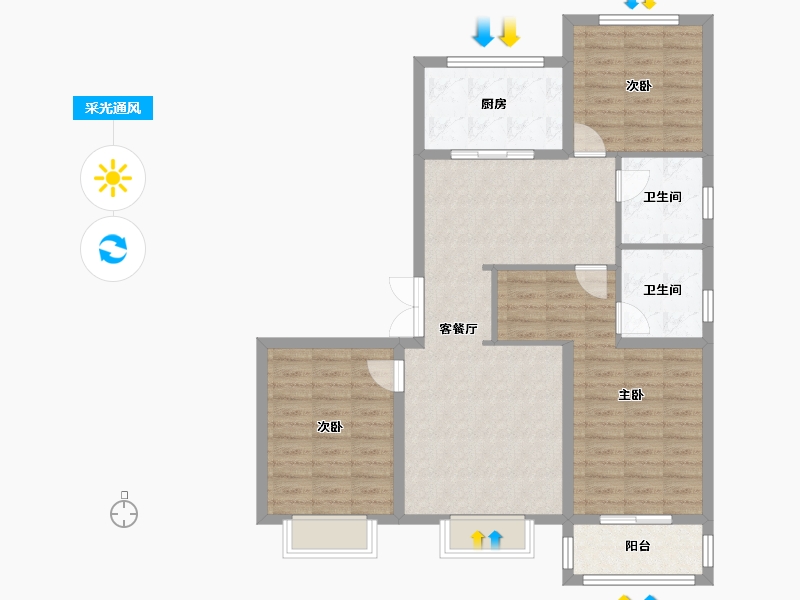 山西省-吕梁市-华星源-113.00-户型库-采光通风