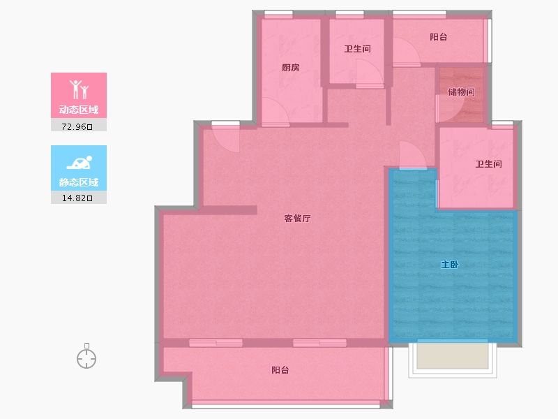 安徽省-合肥市-北麓雅苑-78.44-户型库-动静分区