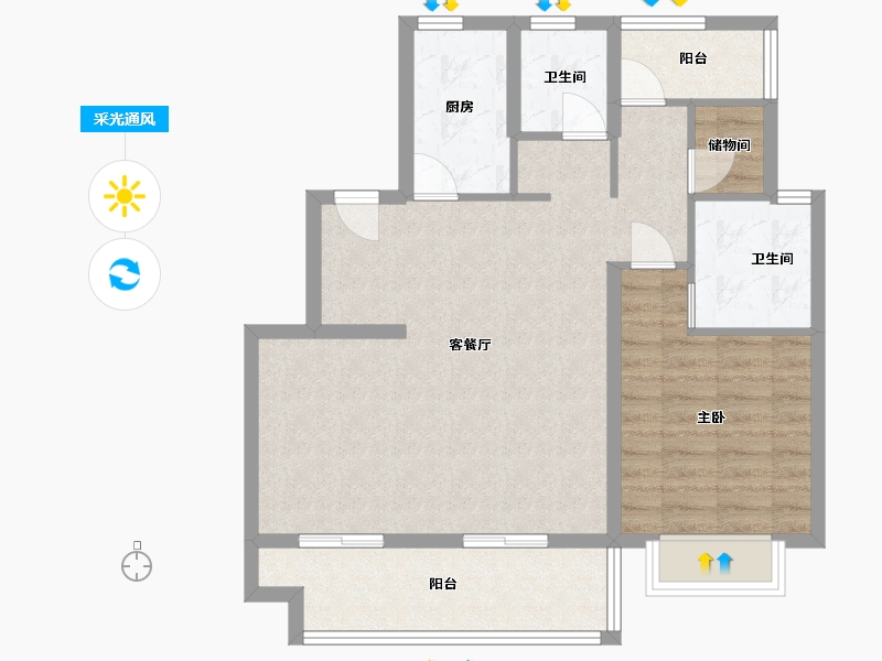 安徽省-合肥市-北麓雅苑-78.44-户型库-采光通风