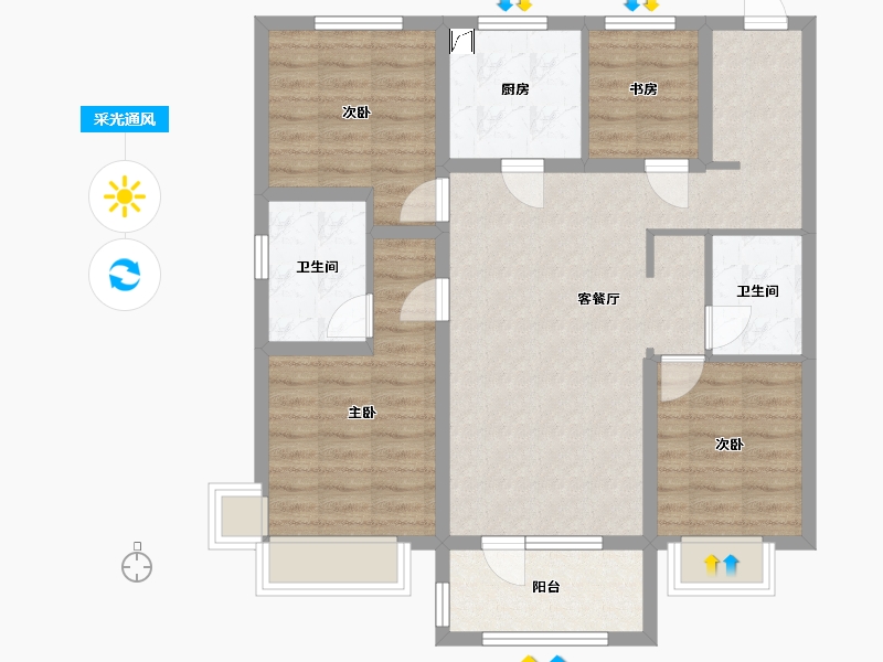 辽宁省-鞍山市-富力城-106.00-户型库-采光通风