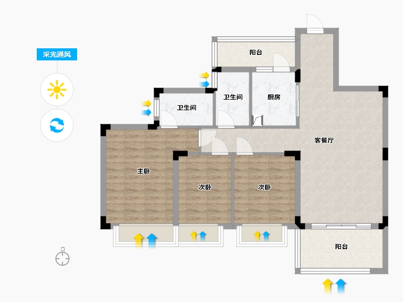 湖南省-郴州市-资兴碧桂园-95.00-户型库-采光通风