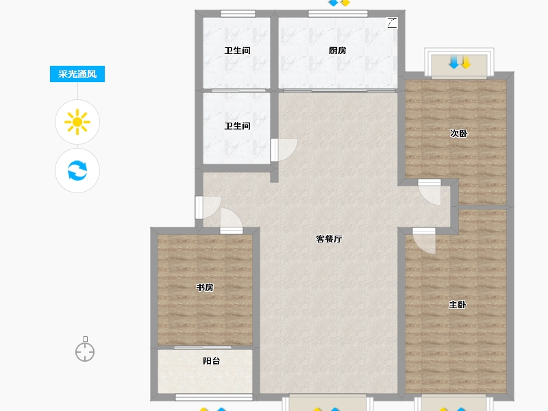 山东省-日照市-碧水华庭2#楼-128.00-户型库-采光通风