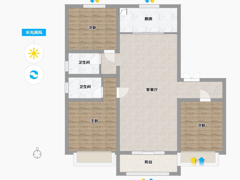 山东省-淄博市-东方紫郡-100.00-户型库-采光通风