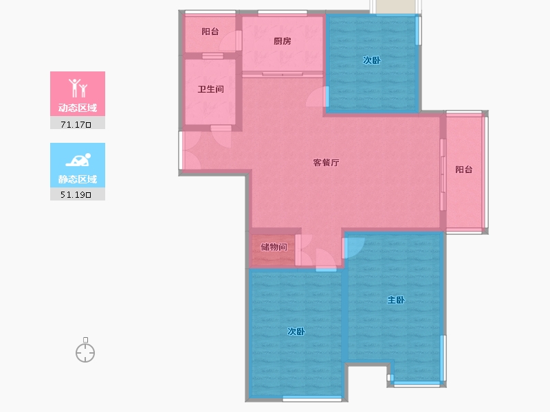 山东省-青岛市-边防公寓-110.00-户型库-动静分区