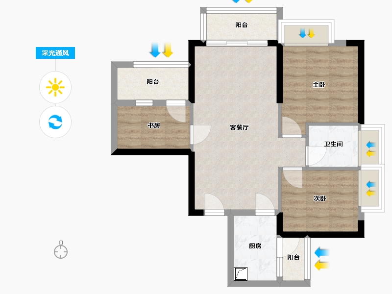 广东省-汕尾市-华耀城-80.00-户型库-采光通风