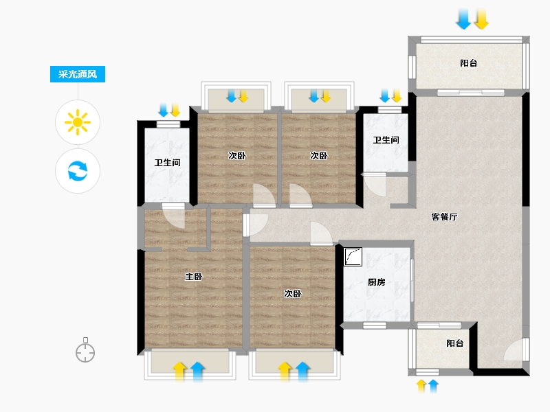 四川省-成都市-华润置地时代之城-113.40-户型库-采光通风